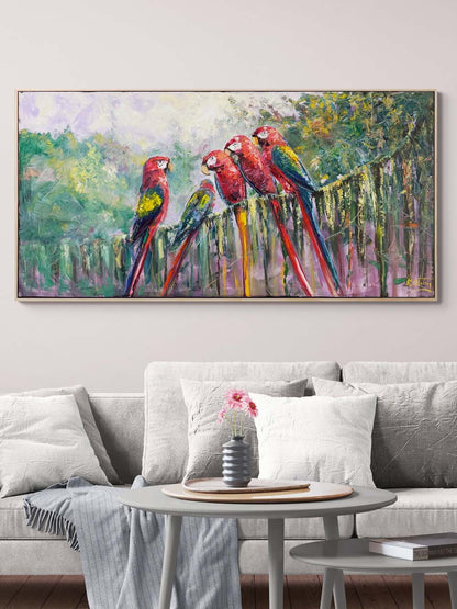 Papağanların Şarkısı Yağlı Boya Tablosu