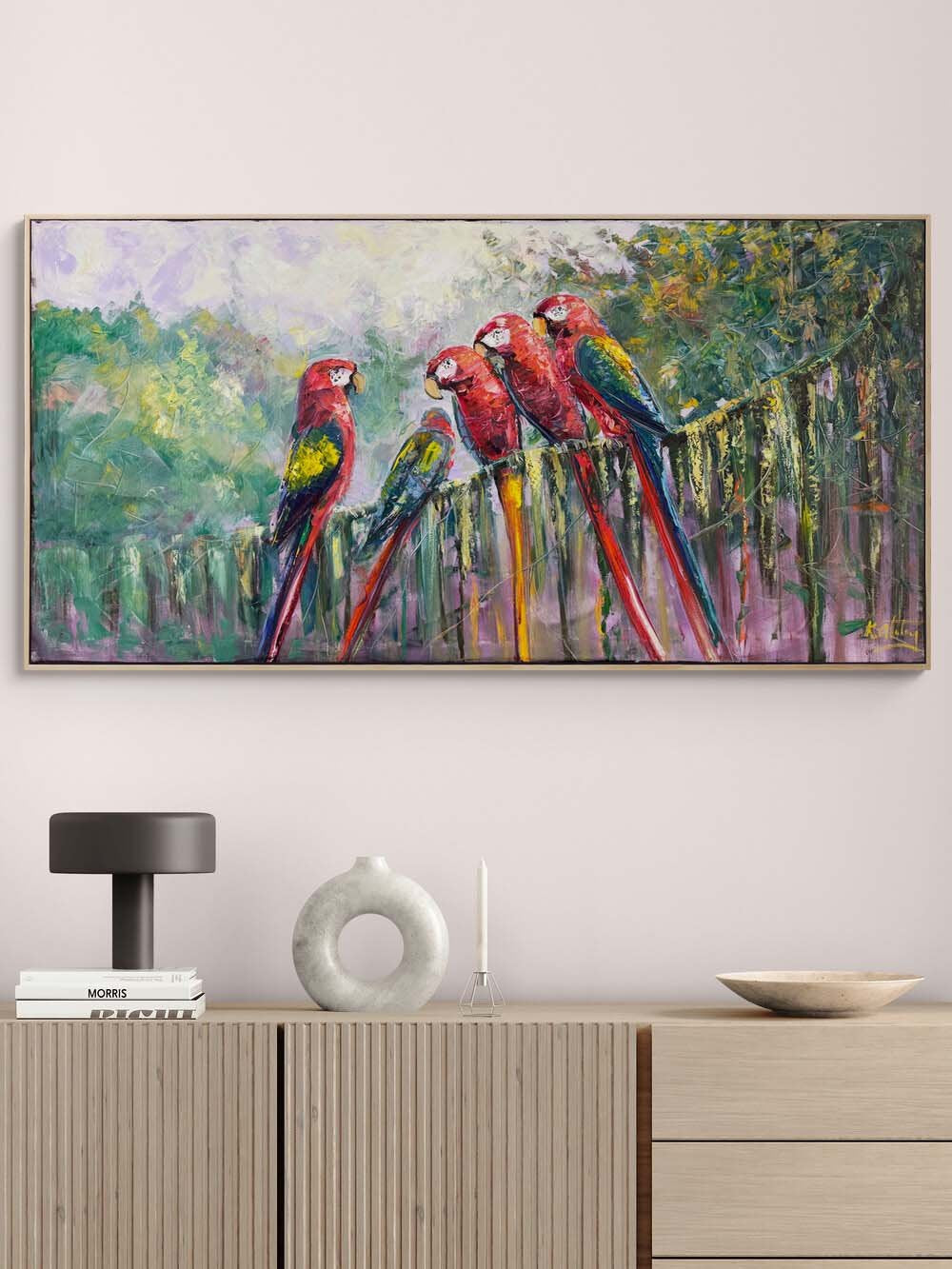 Papağanların Şarkısı Yağlı Boya Tablosu