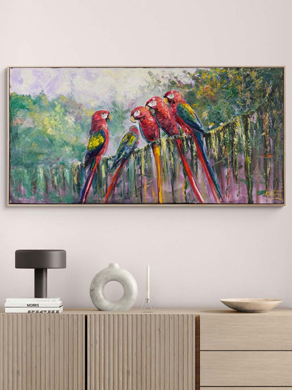 Papağanların Şarkısı Yağlı Boya Tablosu