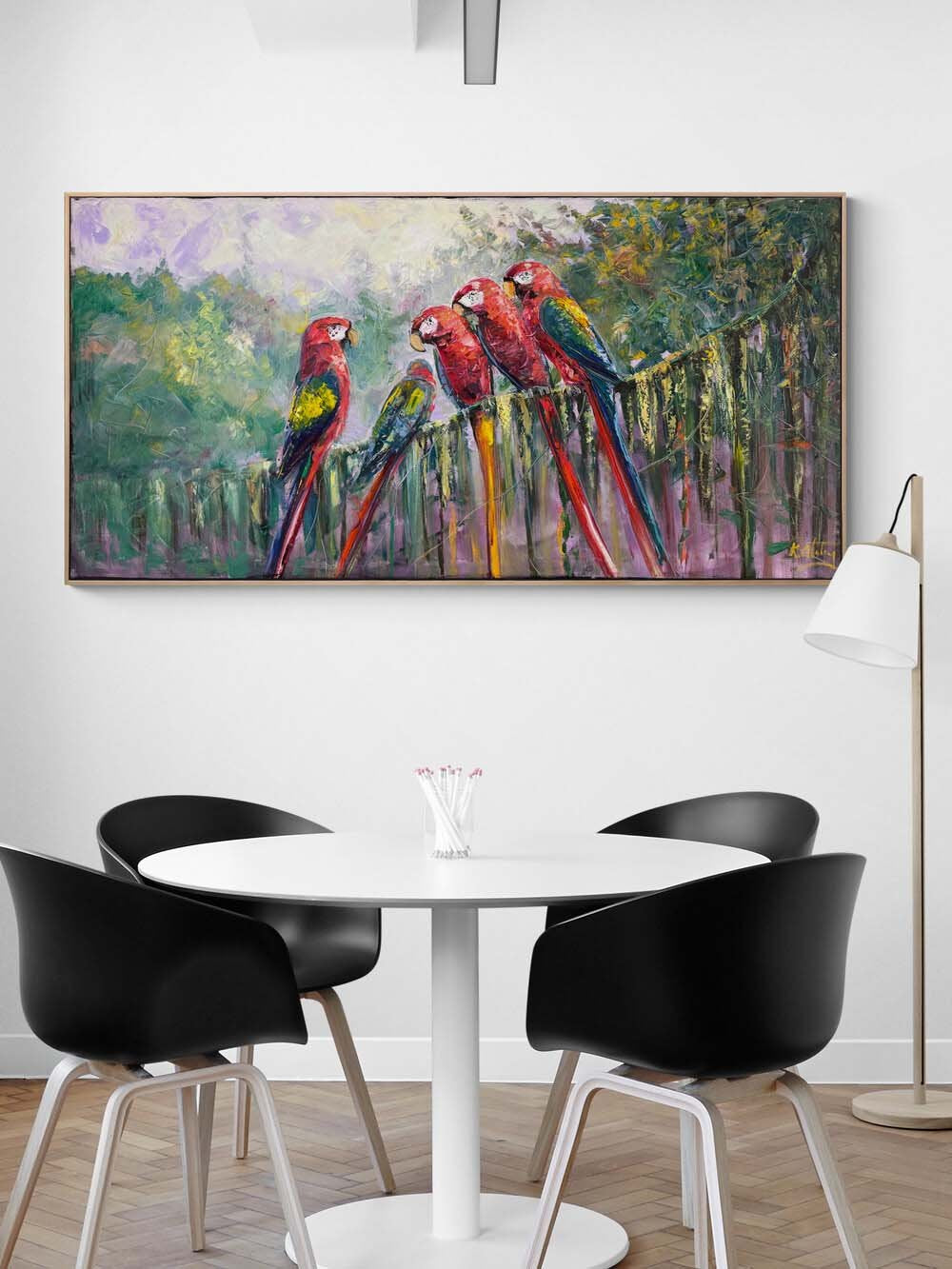 Papağanların Şarkısı Yağlı Boya Tablosu