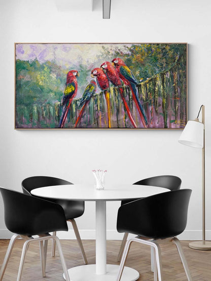 Papağanların Şarkısı Yağlı Boya Tablosu