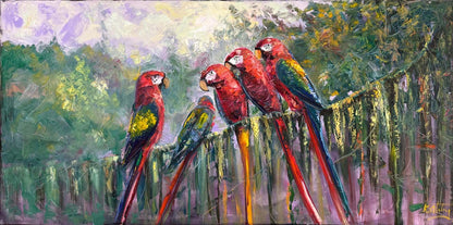 Papağanların Şarkısı Yağlı Boya Tablosu
