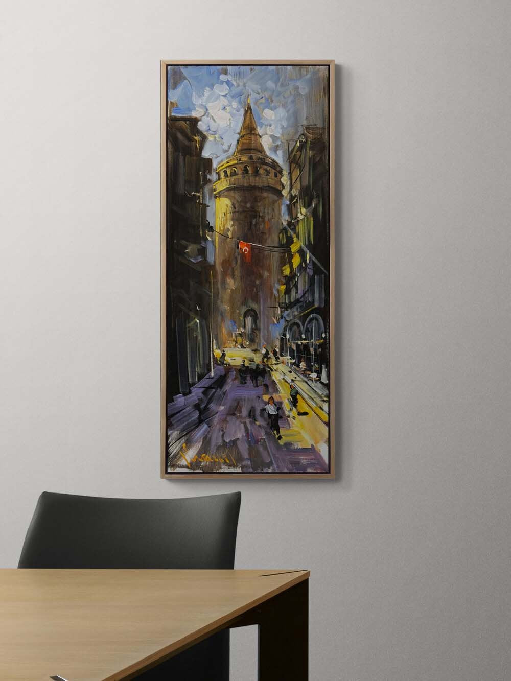 Galata’ya Çıkan Yol Yağlı Boya Tablosu