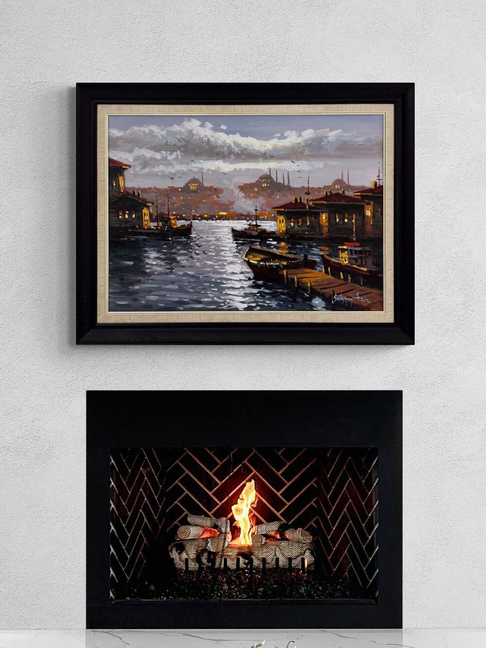 Minareler Arasında Boğaz Yağlı Boya Tablosu