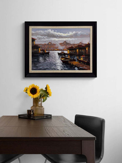 Minareler Arasında Boğaz Yağlı Boya Tablosu