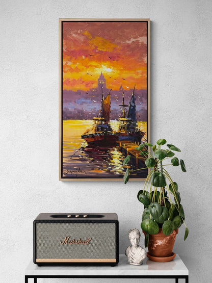 Haliç’te Gün Batımı Yağlı Boya Tablosu