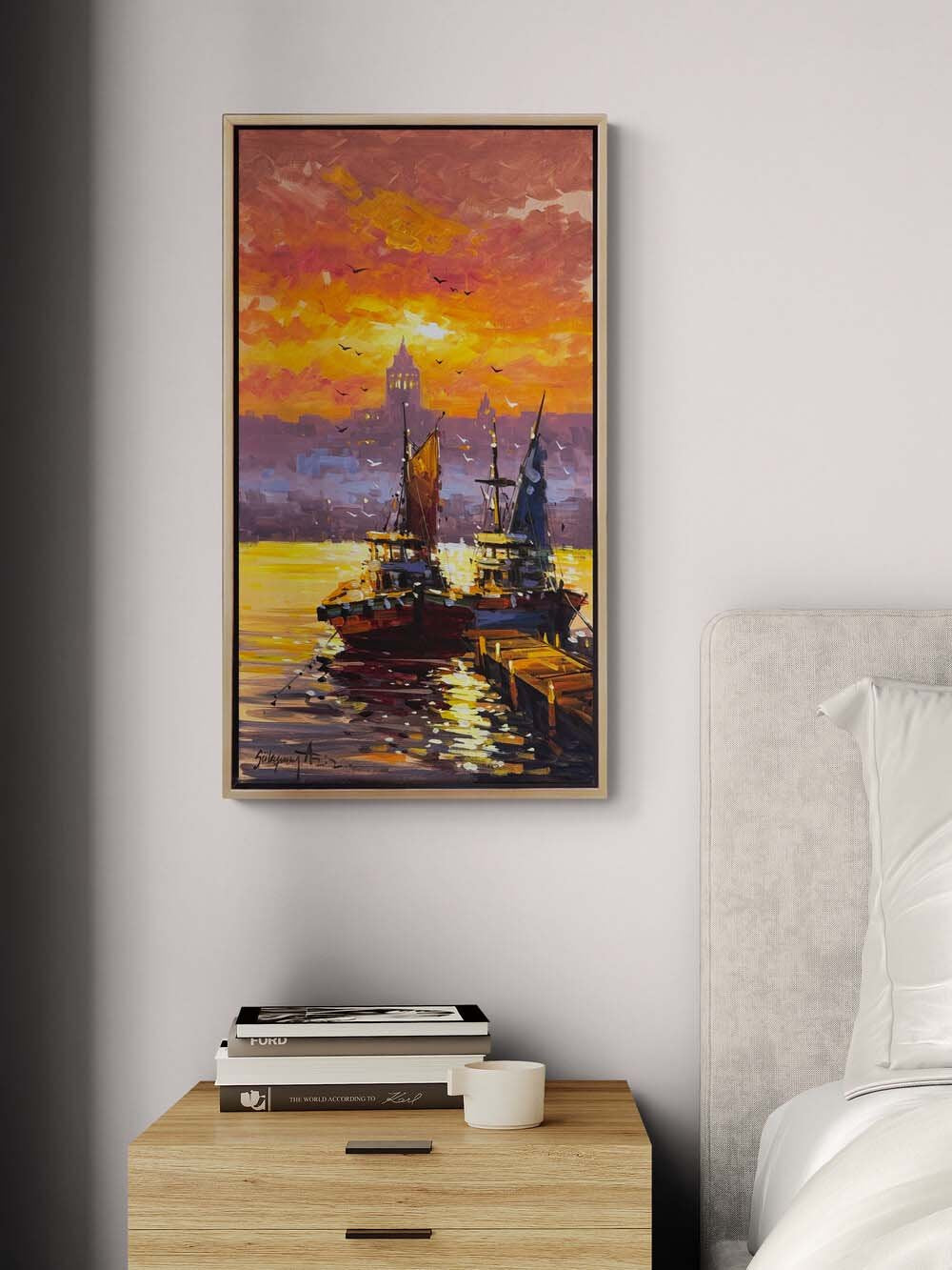 Haliç’te Gün Batımı Yağlı Boya Tablosu