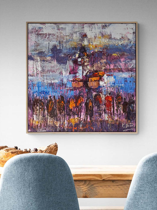 Zamanın Kıyısında Kız Kulesi Yağlı Boya Tablosu