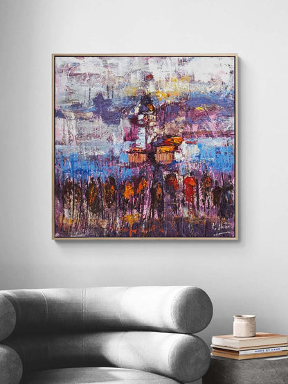 Zamanın Kıyısında Kız Kulesi Yağlı Boya Tablosu