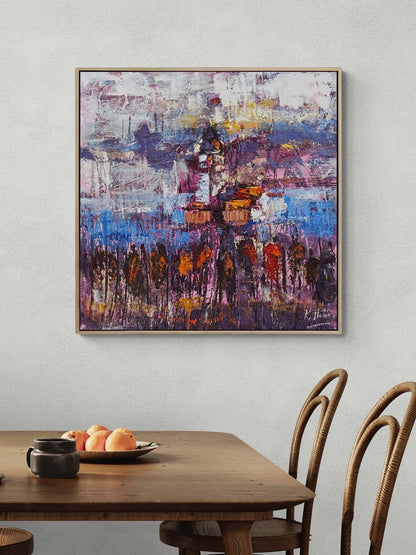 Zamanın Kıyısında Kız Kulesi Yağlı Boya Tablosu