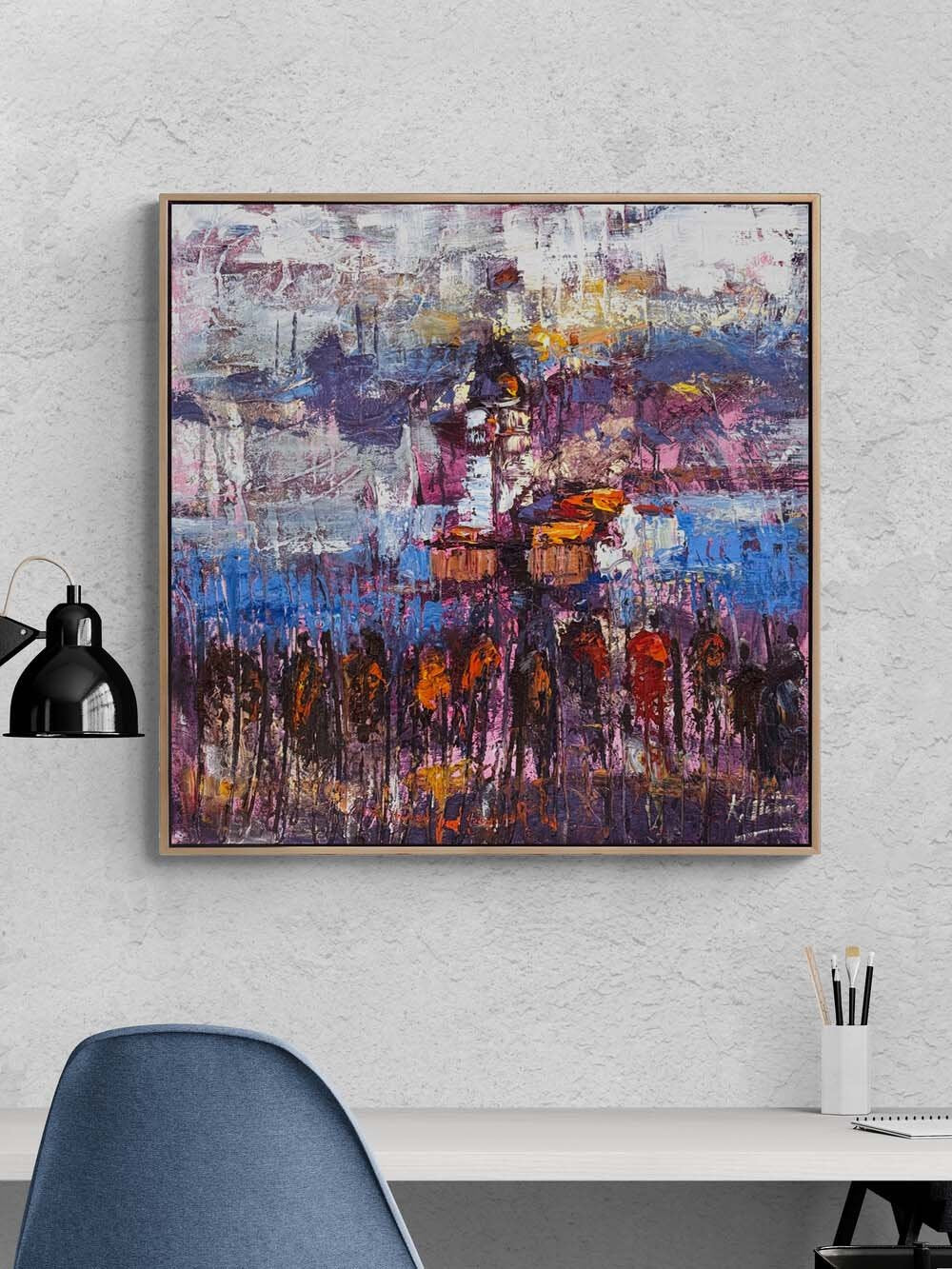 Zamanın Kıyısında Kız Kulesi Yağlı Boya Tablosu