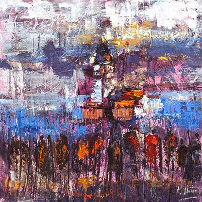 Zamanın Kıyısında Kız Kulesi Yağlı Boya Tablosu