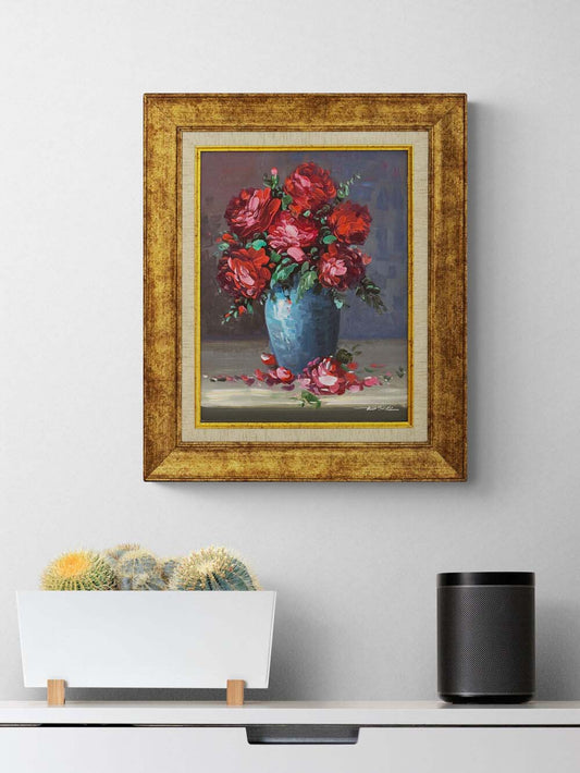 Kırmızı Gülün Zarafeti Yağlı Boya Tablosu