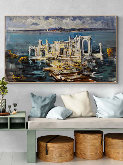 Zamana Direnen İskele Yağlı Boya Tablosu