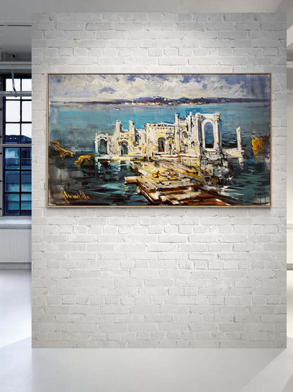 Zamana Direnen İskele Yağlı Boya Tablosu