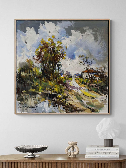 Dağ Eteğindeki Huzur Yağlı Boya Tablosu