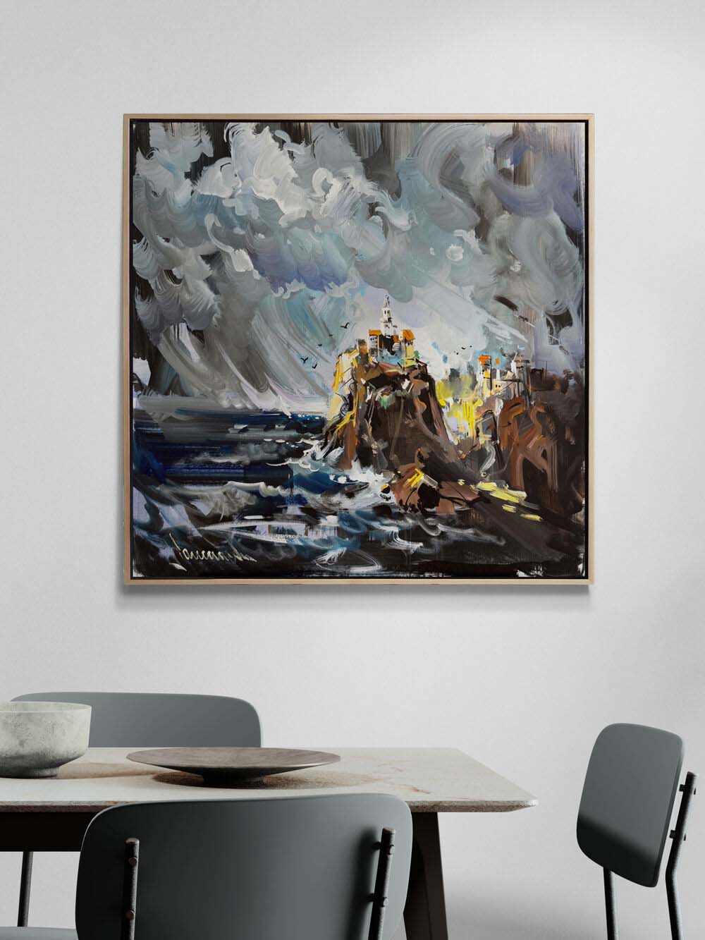 Sisli Mavi Sular Yağlı Boya Tablosu