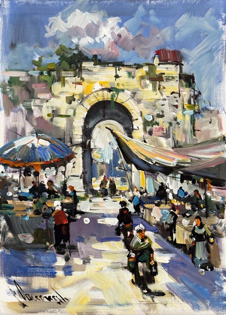 Sur İçinde Pazar Yağlı Boya Tablosu