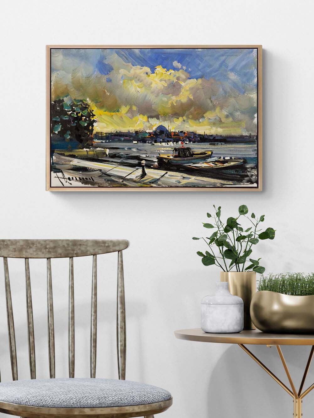 Boğaza Yansıyan Zaman Yağlı Boya Tablosu