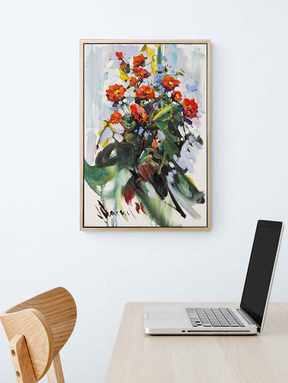 Kırmızı Çiçeklerin Enerjisi Yağlı Boya Tablosu