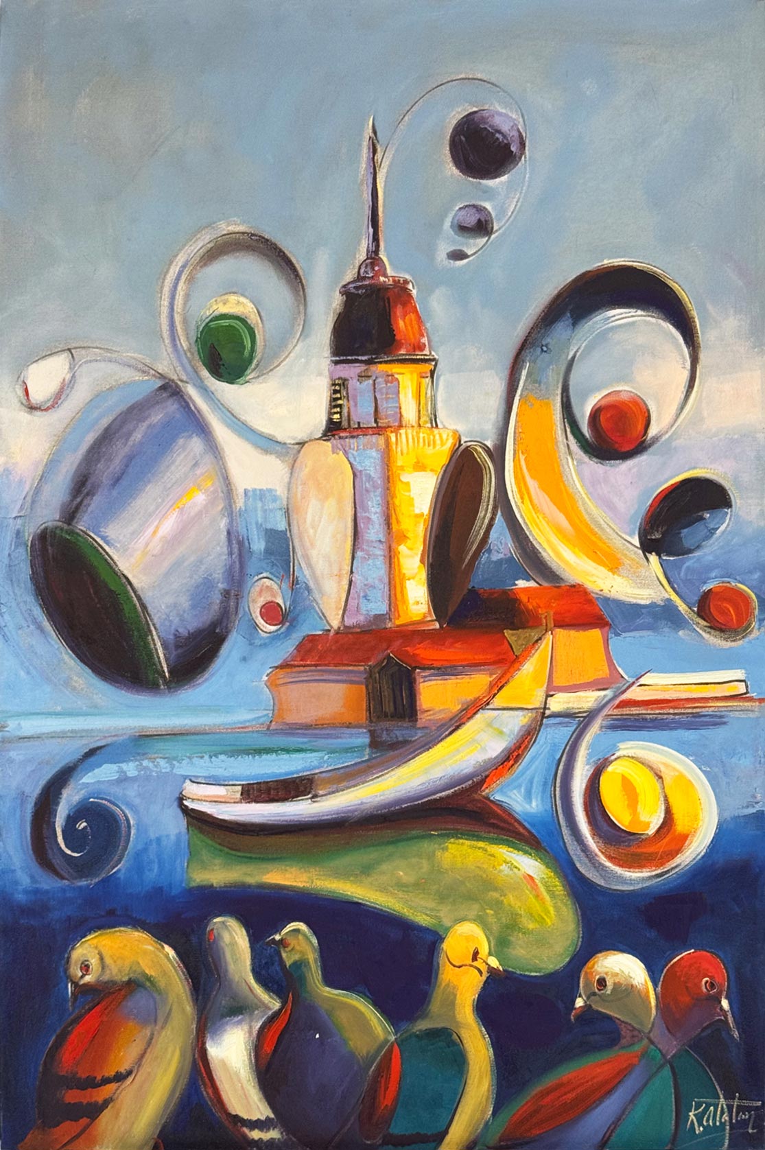 Kız Kulesinde Ritim Yağlı Boya Tablosu