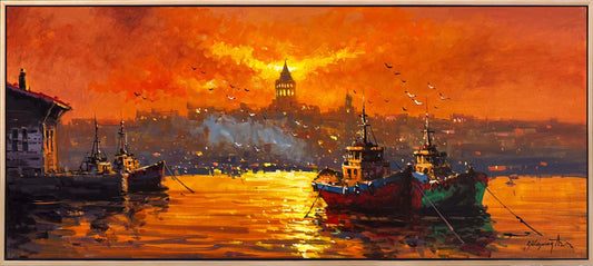 Kızıl Boğazda İskele Yağlı Boya Tablosu