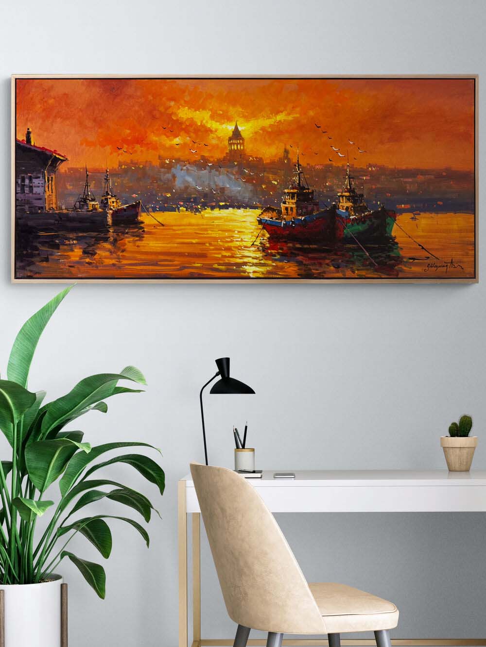 Kızıl Boğazda İskele Yağlı Boya Tablosu