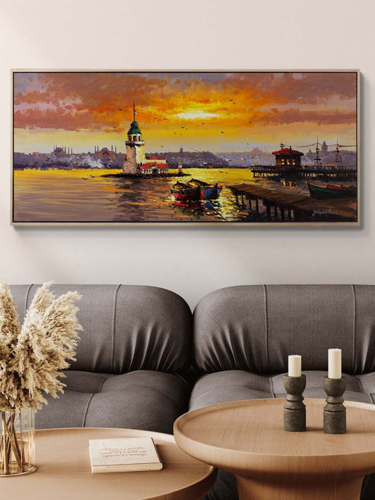 Üsküdar'da Günün Son Işığı Yağlı Boya Tablosu
