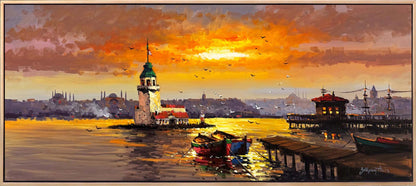 Üsküdar'da Günün Son Işığı Yağlı Boya Tablosu