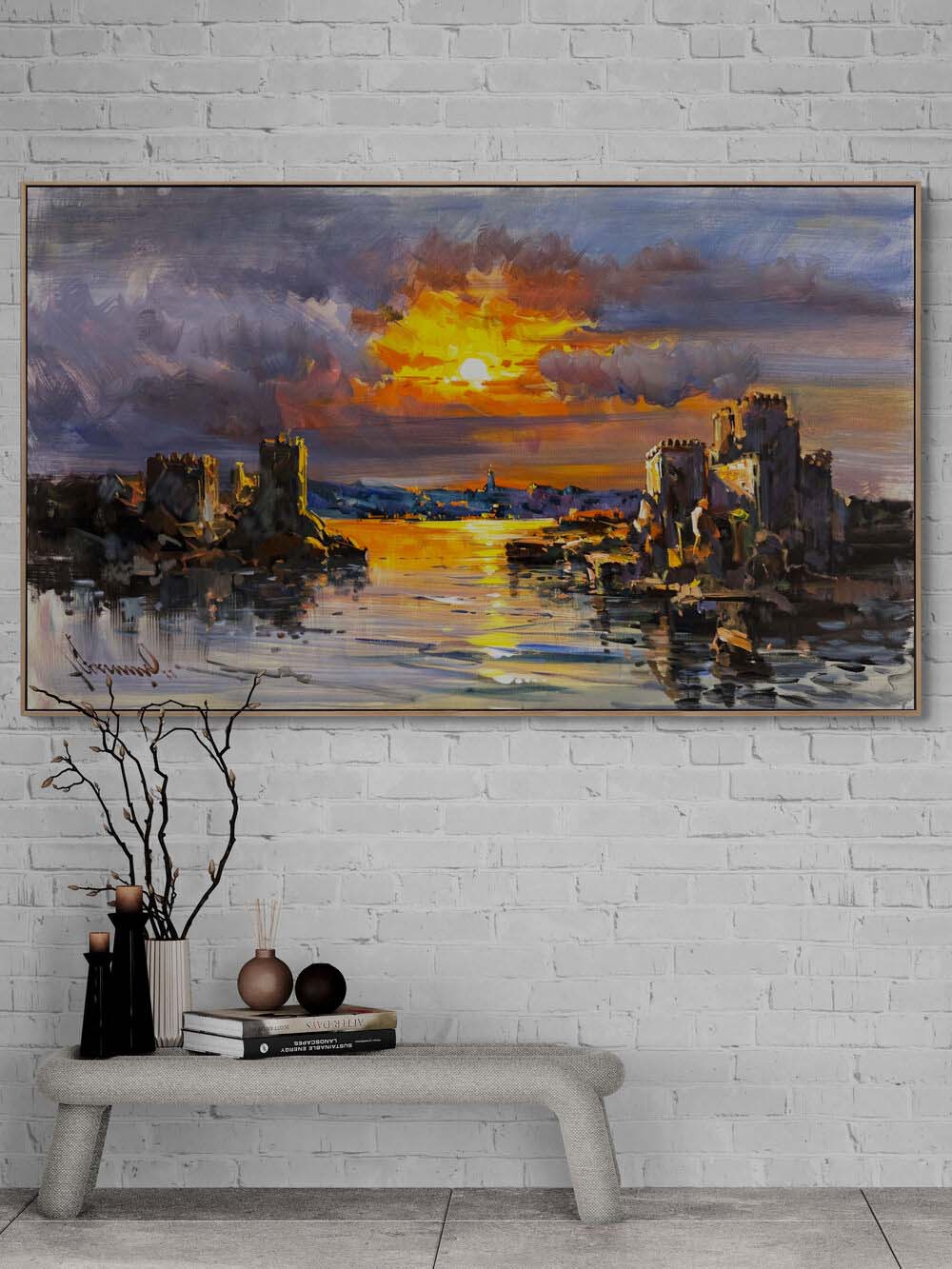 Hisarlarda Akşam Güneşi Yağlı Boya Tablosu
