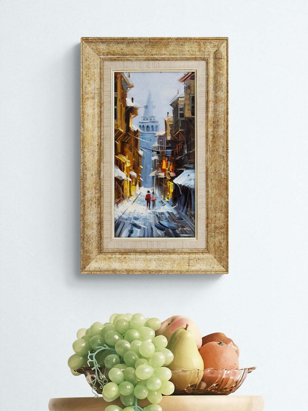 Karda Galata Kulesi Yağlı Boya Tablosu