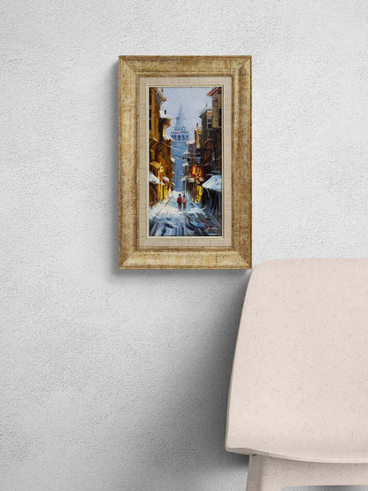 Karda Galata Kulesi Yağlı Boya Tablosu