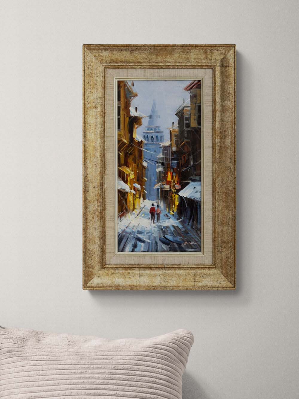 Karda Galata Kulesi Yağlı Boya Tablosu