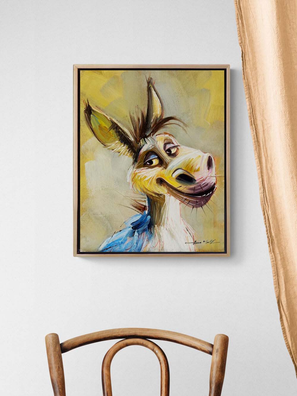 Sevimli Eşek Yağlı Boya Tablosu