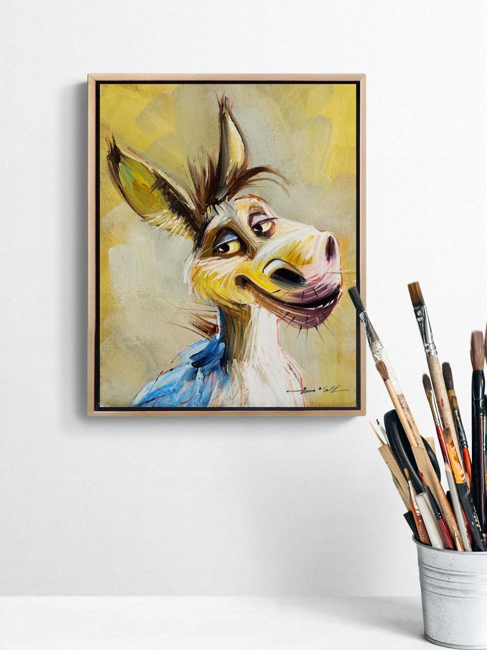 Sevimli Eşek Yağlı Boya Tablosu