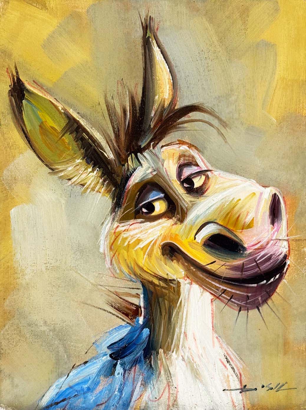 Sevimli Eşek Yağlı Boya Tablosu