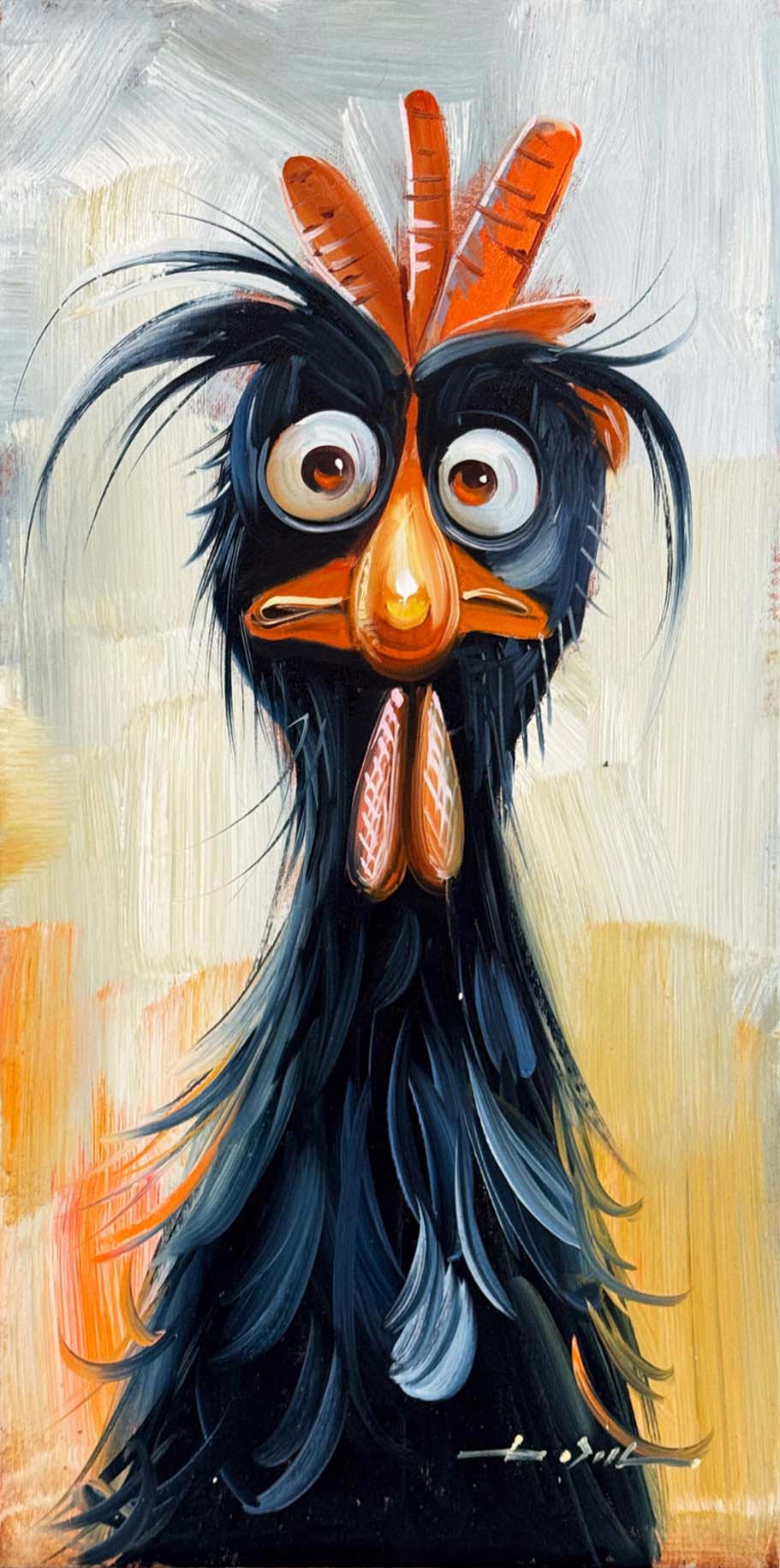 Kara Tavuk Yağlı Boya Tablosu