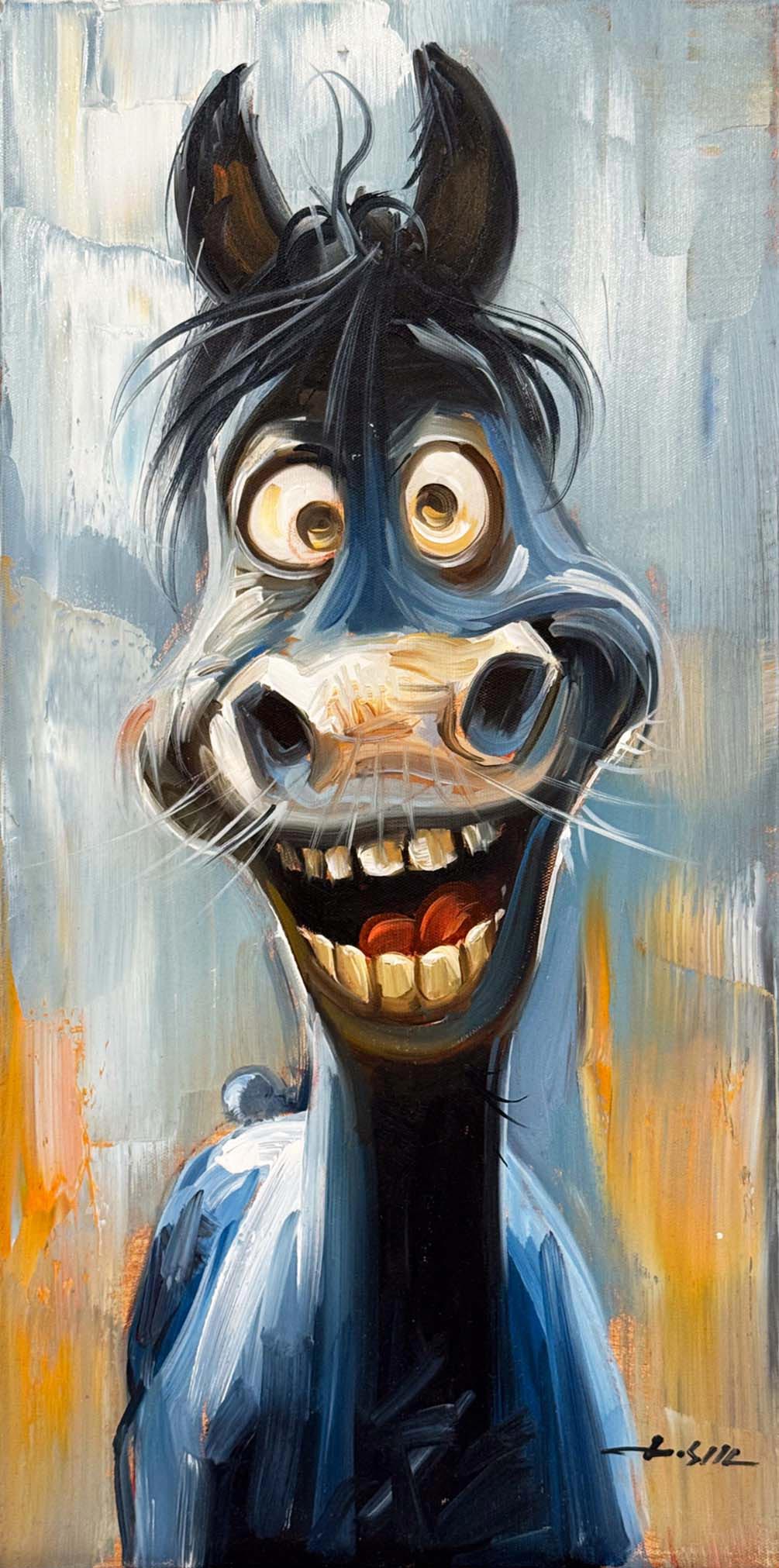 Neşeli Eşek Yağlı Boya Tablosu