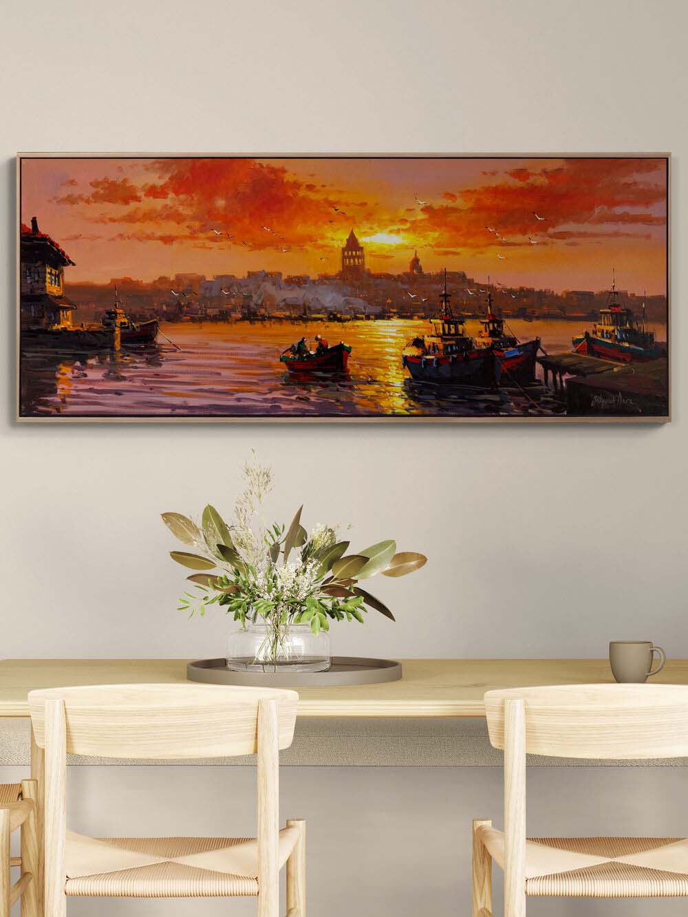 İstanbul’un Kalbinde Akşam Yağlı Boya Tablosu Simurg Sanatevi