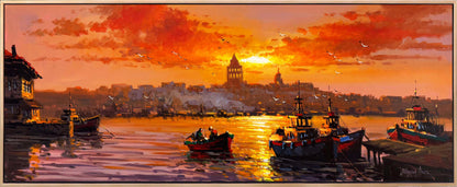 İstanbul’un Kalbinde Akşam Yağlı Boya Tablosu Simurg Sanatevi