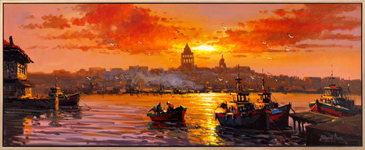 İstanbul’un Kalbinde Akşam Yağlı Boya Tablosu