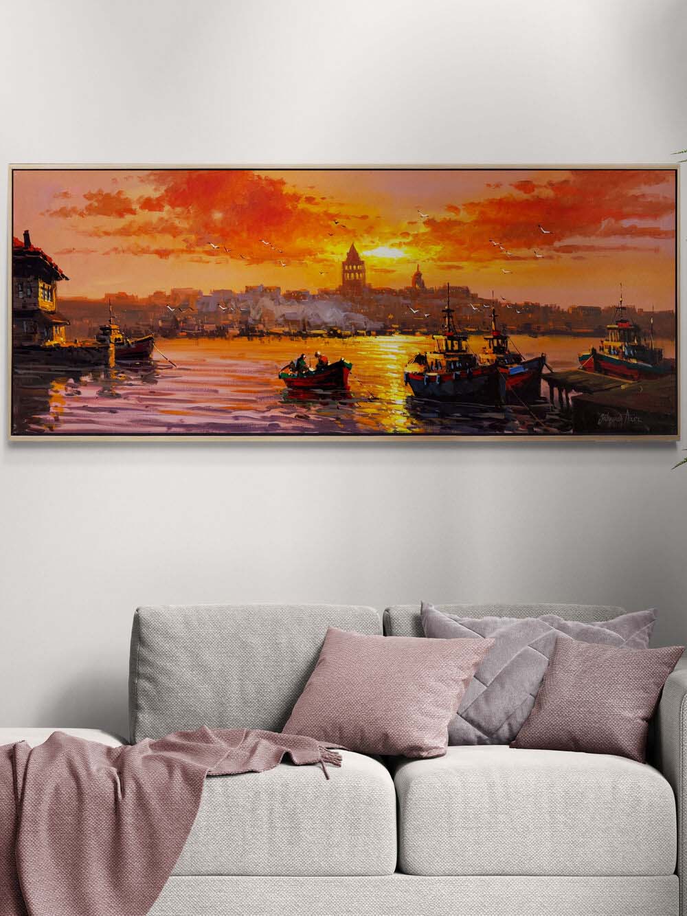 İstanbul’un Kalbinde Akşam Yağlı Boya Tablosu Simurg Sanatevi