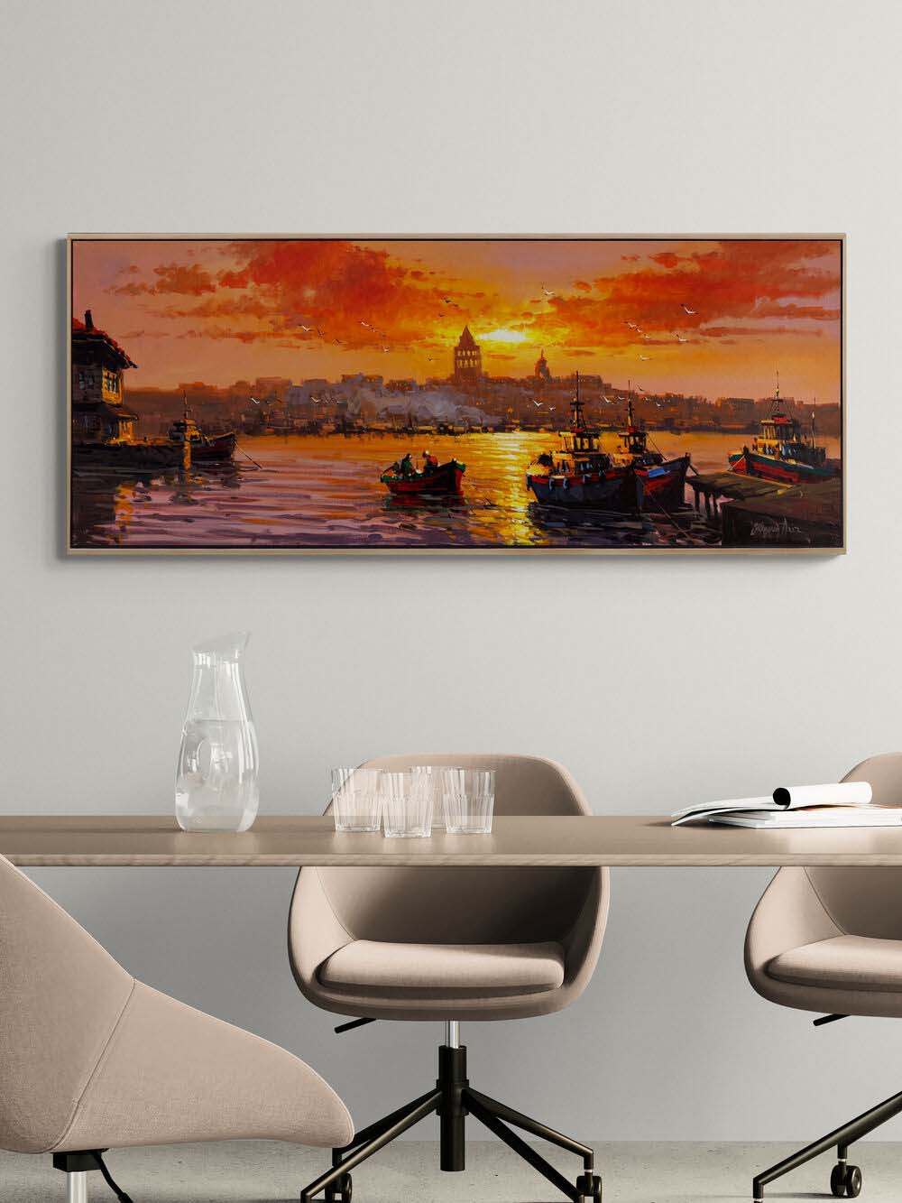 İstanbul’un Kalbinde Akşam Yağlı Boya Tablosu Simurg Sanatevi