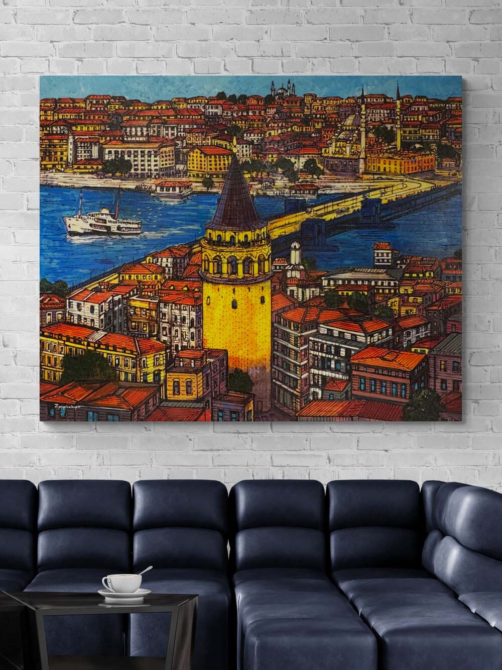 Galata’da Gün Yansıması Yağlı Boya Tablosu Simurg Sanatevi