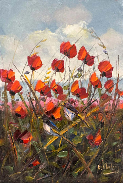 Savrulan Gelincikler Yağlı Boya Tablosu