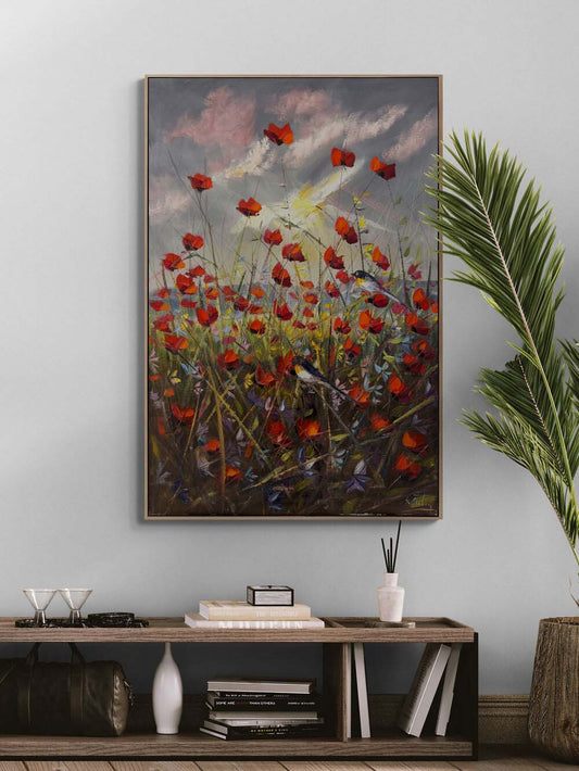 Gelinciklerle Düşler Yağlı Boya Tablosu