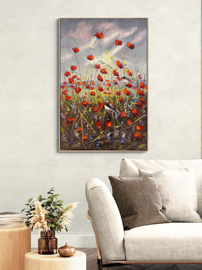 Gelinciklerle Düşler Yağlı Boya Tablosu