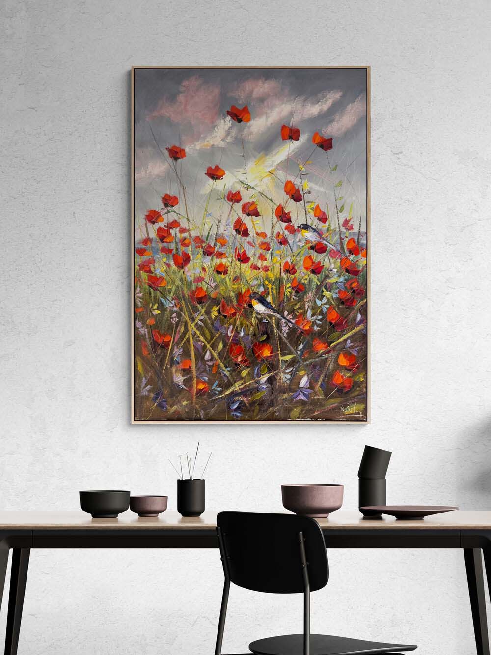 Gelinciklerle Düşler Yağlı Boya Tablosu