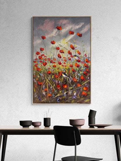 Gelinciklerle Düşler Yağlı Boya Tablosu