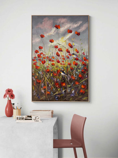 Gelinciklerle Düşler Yağlı Boya Tablosu